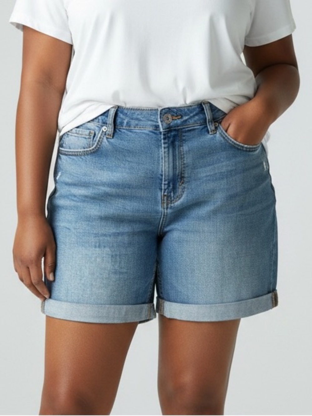 Kensie Light Blue Denim Jeans with Tan Topstitching